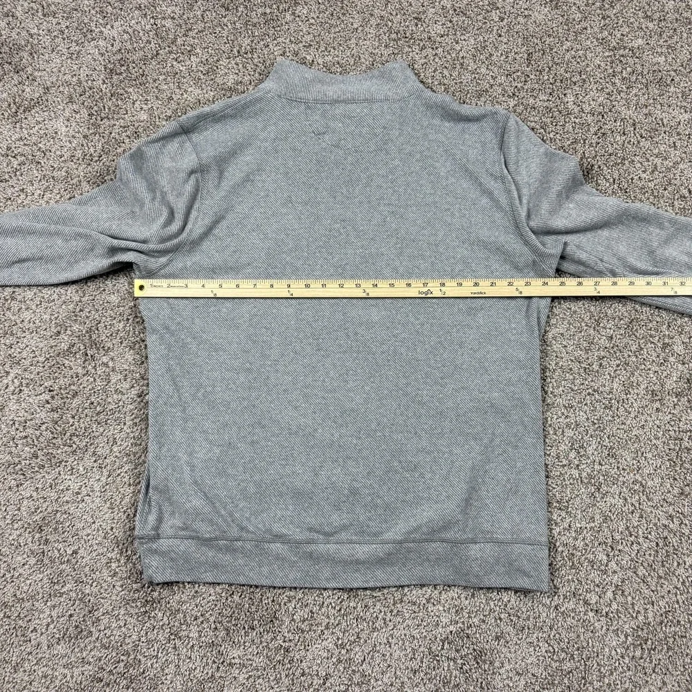 Faherty Sweater Mens 2XL Gray Herringbone 1/4 Zip Mock Neck Knit Pullover XXL